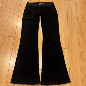 EUC Y2K Juicy Couture Black Velour Low Rise Flare Track Pants